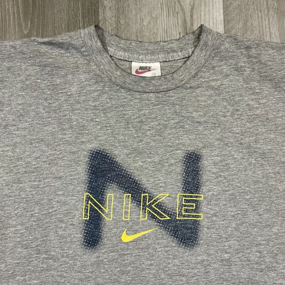 Nike Other - Vintage 90s Nike Athletic "N" Gray & Yellow Size Medium White Tag Swoosh Tshirt